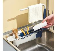 Generic Support D'évier Télescopique Porte-savon éponge Réglable égouttable Organisateur D'évier de Cuisine avec Porte-serviettes Chiffons Brosses Rangement pour Comptoir (205.00)