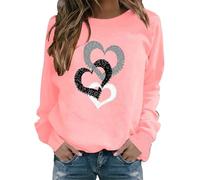 Generic Sweatshirt Femme Coton, pour La Saint-Valentin Sweatshirt, Imprimé Amour Costume Fête, sans Capuche Manches Longues Haut, Col Rond Chic Streetwear, pour Femmes 2024 T-Shirt