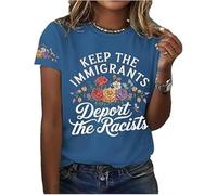 Generic T-shirt d'été à manches courtes avec inscription « Keep the Immigrants » déporté raciste, bleu, M