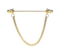 Generic T TOOYFUL Épingle à Barre de Chemise pour Homme avec Chaîne à Maillons Broche épingle Cravate Fermoirs 7cm, Doré