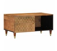 Generic Table basse en bois de manguier massif 80 x 50 x 40 cm - Grand espace de rangement - Design sculpté à la main - Bois de manguier massif avec finition naturelle décolorée - Pour salon de beauté