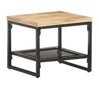 Generic Table D'appoint en Bois de Manguier Massif 40x40x35 Cm, Artisanat Exquis et Grains Uniques, Offre un Espace de Rangement Supplémentaire avec Pieds en Fer pour,