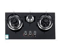 Generic Table de cuisson à gaz, 3 brûleurs, en verre trempé, cuisinière à gaz avec protection thermocouple - Facile à nettoyer, plaque de cuisson intégrée pour la cuisine domestique