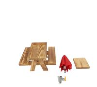 Generic Table de Pique-Nique Mangeoire à écureuils avec Parapluie Résistant aux Intempéries, Adorable Design en Bois pour Accueillir Les écureuils de Jardin, Bois Massif, Taille 21x18x11cm (Couleur