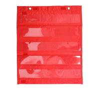 Generic Tableau de Poche Magnétique, 5 Rangées de Poches Transparentes, Outil Pédagogique en vec Attaches à Boucles Crochets pour L'apprentissage à la Maison Petits Groupes (rouge)