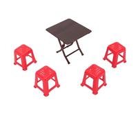 Generic Tabouret de Table Pliant Miniature pour Maison de Poupée, Modèle Exquis à L'échelle 1:12 pour Matériel D'affichage de Collection, Plastique Couleur Rouge avec 1 Table et 4 Tabourets