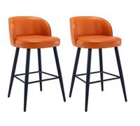 Generic Tabourets de Bar, Pu Cuir Bar Chaises Set de 2, Tabourets de Bar de Hauteur de Comptoir, Tabourets de Bar D'Île de Cuisine Moderne/Couleur Orange/75 Centimètres