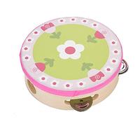 Generic Tambourin à Main en Bois pour Enfants, Instrument de Percussion Rythmique Compact pour Chanter et Danser, Motifs Colorés, 15 Cm (Toutes les fleurs fleurissent)