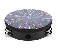 Generic Tambourin à Main Lumineux à Double Rangée, Peau de Tambour en Polyester Robuste, Instrument de 8 Pouces pour Enfants, Tambourin à Main en Bois Massif (rayon coloré)