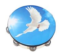 Generic Tambourin de 10 Pouces, Cloches à Double Rangée, Tambour à Main, Son Joyeux pour les Fêtes et les Rassemblements, Bois Massif Bleu (Colombe céleste)