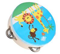 Generic Tambourin de Dessin animé pour Enfants, Instrument de Rythme éducatif pour Musiciens D'âge Préscolaire, Bois et Polyester, 1 unité (girafe bleue)