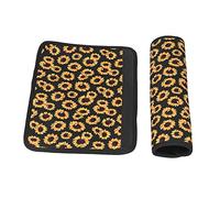 Generic Tampon de Couverture de Ceinture de sécurité, 2pcs Courteille de sécurité Poussinets de Coussin Doux Motif de Tournesol Confortable Couvre-ceinture de Seau de Ceinture de Universelle