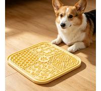 Generic Tapis à Lécher pour Chien avec Base D'aspiration Forte et Conception Multi-Motifs pour Soulager l'anxiété et Une Alimentation Lente pour Les Animaux de Compagnie 20 X 20 Cm (Yellow)