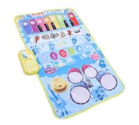 Generic Tapis de Piano et de Batterie 2 en 1 pour bébé, Contrôle du Volume, Tapis Musical en Plastique Robuste pour Garçons et Filles, de Piano pour bébé, Jouet pour Apprentissage Interactif, 3 (BLUE)
