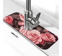 Generic Tapis de robinet d'évier de cuisine à imprimé floral rose et rouge, gadgets d'évier, protection contre les éclaboussures derrière le robinet pour cuisine et salle de bain