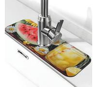 Generic Tapis de robinet d'évier de cuisine imprimé citron melon d'été, gadgets d'évier, protection contre les éclaboussures derrière le robinet attrape-gouttes pour cuisine et salle de bain