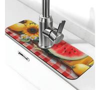 Generic Tapis de robinet d'évier de cuisine imprimé citron melon d'été, gadgets d'évier, protection contre les éclaboussures derrière le robinet attrape-gouttes pour cuisine et salle de bain