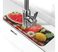 Generic Tapis de robinet d'évier de cuisine imprimé citron melon d'été, gadgets d'évier, protection contre les éclaboussures derrière le robinet attrape-gouttes pour cuisine et salle de bain