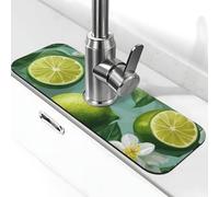 Generic Tapis de robinet d'évier de cuisine imprimé fleur de citron vert, gadgets d'évier, protection contre les éclaboussures derrière le robinet attrape-gouttes pour cuisine et salle de bain