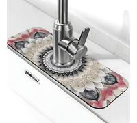 Generic Tapis de robinet d'évier de cuisine imprimé mandala rose et gris, gadgets d'évier, protection contre les éclaboussures derrière le robinet attrape-gouttes pour cuisine et salle de bain