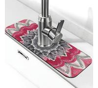 Generic Tapis de robinet d'évier de cuisine imprimé mandala rose et gris, gadgets d'évier, protection contre les éclaboussures derrière le robinet attrape-gouttes pour cuisine et salle de bain