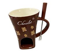 Generic Tasse à Fondue de 130 Ml, Chauffe-tasse avec Fourchette, Tasse à Fondre Le Chocolat, Idéale pour, et Les Fêtes D'annivers, Brun
