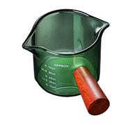 Generic Tasse à Mesurer pour Expresso avec Poignée En Bois, En Verre à Double Ouverture, Idéale pour Mesurer Les Liquides, Le Café et Le Lait. Convient à La