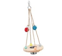 Generic Tasse d'alimentation pour Oiseaux en Acier Inoxydable, Alimentation et Arrosage Durables pour Perroquets, Petits et Moyens Oiseaux, avec Boule en Rotin Colorée