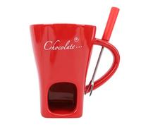 Generic Tasse de Chocolat, Tasse de au Chocolat Multifonctionnel en Céramique, Utilisation Large d'un Lave-vaisselle en Toute sécurité avec une Fourche pour la Crème Glacée (rouge)