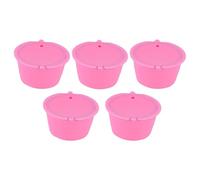 Generic Tasse Filtrante à café de Haute qualité avec 5 Capsules Réutilisables pour, Matériau Sain en Acier Inoxydable 304, Idéal pour les Amateurs de café (PINK)