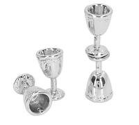 Generic Tasses à Champagne Miniatures de Simulation, Gobelets Premium pour Maison de Poupée, Mini Verre à Vin pour Collections Miniatures de Maison de Poupée, 4 Pièces (4 Argent)