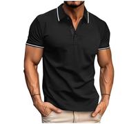 Generic Tee-Shirt Golf Polo T-Shirt Été Tee Shirt Fin Cut Manches Courtes Teeshirt Outdoor Confortable Tshirt Couleur Unie Décontracté Ensemble Doux Léger Vêtements Angebote Noir M