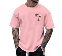 Generic Tee-Shirt Manches Courtes Tshirt Doux Léger Teeshirt Été Homme Tee Shirt Décontracté T-Shirt Extensible Impression Tshirt Fin Cut Vêtements Confortable Outdoor Ensemble Angebote 04 Rose XL