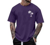 Generic Tee-Shirt Manches Courtes Tshirt Doux Teeshirt Été Homme Tee Shirt Décontracté T-Shirt Impression Tshirt Fin Cut Vêtements Confortable Outdoor Ensemble Angebote des Tages Heute Violet S