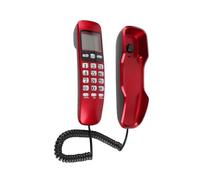 Generic Téléphone Fixe Filaire, Mini Téléphone Mural avec Double Identification de L'appelant, pour Le Bureau et la Maison, Rangement Facile (Rouge)