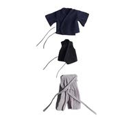 Generic Tenue Japonaise Miniature Uniforme Samouraï Homme Figurine /12 Ensemble Costume Tissu Créatif Utilisé Collection Modélisation, Bleu Foncé Gris
