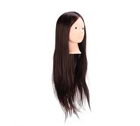 Generic Tête de Mannequin en Cheveux Synthétiques à Haute Température, Tête de Formation Capillaire Sûre pour les Enseignants de beauté, Adaptée au Travail de Teinture des Cheveux