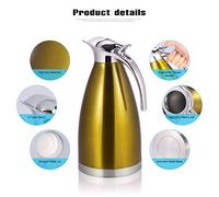 Generic Théière à café à un Bouton, Pichet Isotherme à Double Paroi Isolée Sous Vide pour Camping en Plein Air 2L (2L)