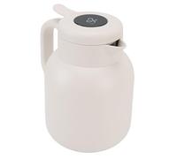 Generic Théière Isolée avec Infuseur à Mailles Fines et Affichage de la Température pour café, Lait et thé, 1500 Ml, Acier Inoxydable (WHITE)