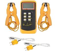 Generic Thermomètre numérique avec thermocouple de type K, sondes et pinces en métal, double canal, calcul en temps réel de ∆T, écran LCD, commutable ℃/℉/K