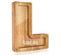 Generic Tirelire en Bois en Forme de Lettre - Tirelire Lettre, Tirelire Transparente Personnalisée Lettre A à Z, Cadeau de Noël ou d'anniversaire pour Enfants, Décoration D'intérieur,L