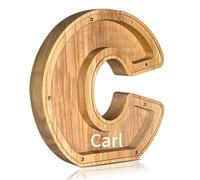 Generic Tirelire en Bois en Forme de Lettre - Tirelire Transparente Personnalisée Lettre A à Z, Cadeau de Noël ou d'anniversaire pour Enfants, Décoration D'intérieur,C
