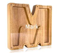 Generic Tirelire en Bois en Forme de Lettre - Tirelire Transparente Personnalisée Lettre A à Z, Cadeau de Noël ou d'anniversaire pour Enfants, Décoration D'intérieur,M
