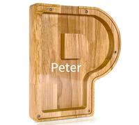 Generic Tirelire en Bois en Forme de Lettre - Tirelire Transparente Personnalisée Lettre A à Z, Cadeau de Noël ou d'anniversaire pour Enfants, Décoration D'intérieur,P