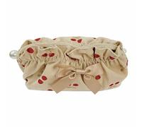 Generic Trousse à Maquillage Portable en Velours côtelé avec Fermeture éclair, Petite Pochette de Maquillage Légère pour Les Vacances, 21 X 10 X 10 Cm, 1 Trousse de (Petite Cerise Rouge)