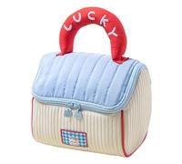 Generic Trousse de maquillage rembourrée en coton avec fermeture éclair - Jolie pochette matelassée, grande capacité - Sac à main de rangement pour le travail, les rendez-vous, bleu ciel