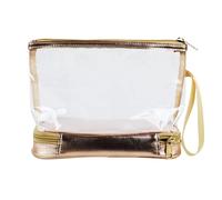 Generic Trousse de Maquillage Transparente, Pochette Cosmétique Portable pour Voyage, Usage Quotidien, Matériau PVC Léger 8,66x6,3x3,5 Pouces (Couleur métallique)