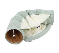 Generic Tunnel pour Chat, Pliable et Amovible, Doublure Douce et Chaude, Occultant, en Forme de Grotte ou de Donut, avec Pompon Suspendu pour Jouer, Se Reposer et Faire la Sieste