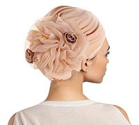 Generic Turban Chapeau d'été élastique pour femme - Motif floral - Chapeau chimio - Chapeau de tête - Bandeau turban - Bonnet, kaki, taille unique