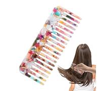 Generic Turtle Peigne à dents larges - Petit sac de voyage marbré - Peigne démêlant antistatique - Peigne démêlant poli fait à la main pour l'entretien quotidien humide et sec